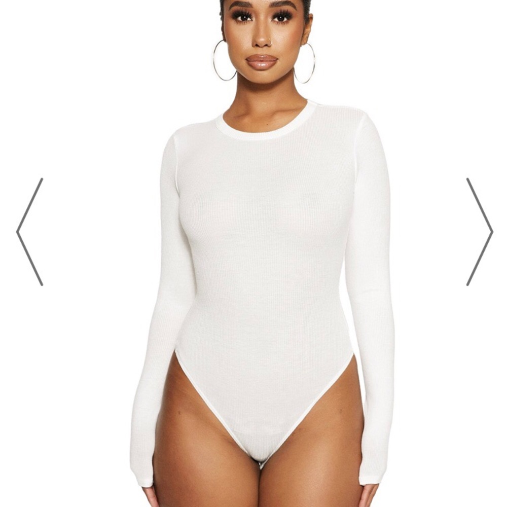 NWT Naked Wardrobe White Crew Neck Bodysuit